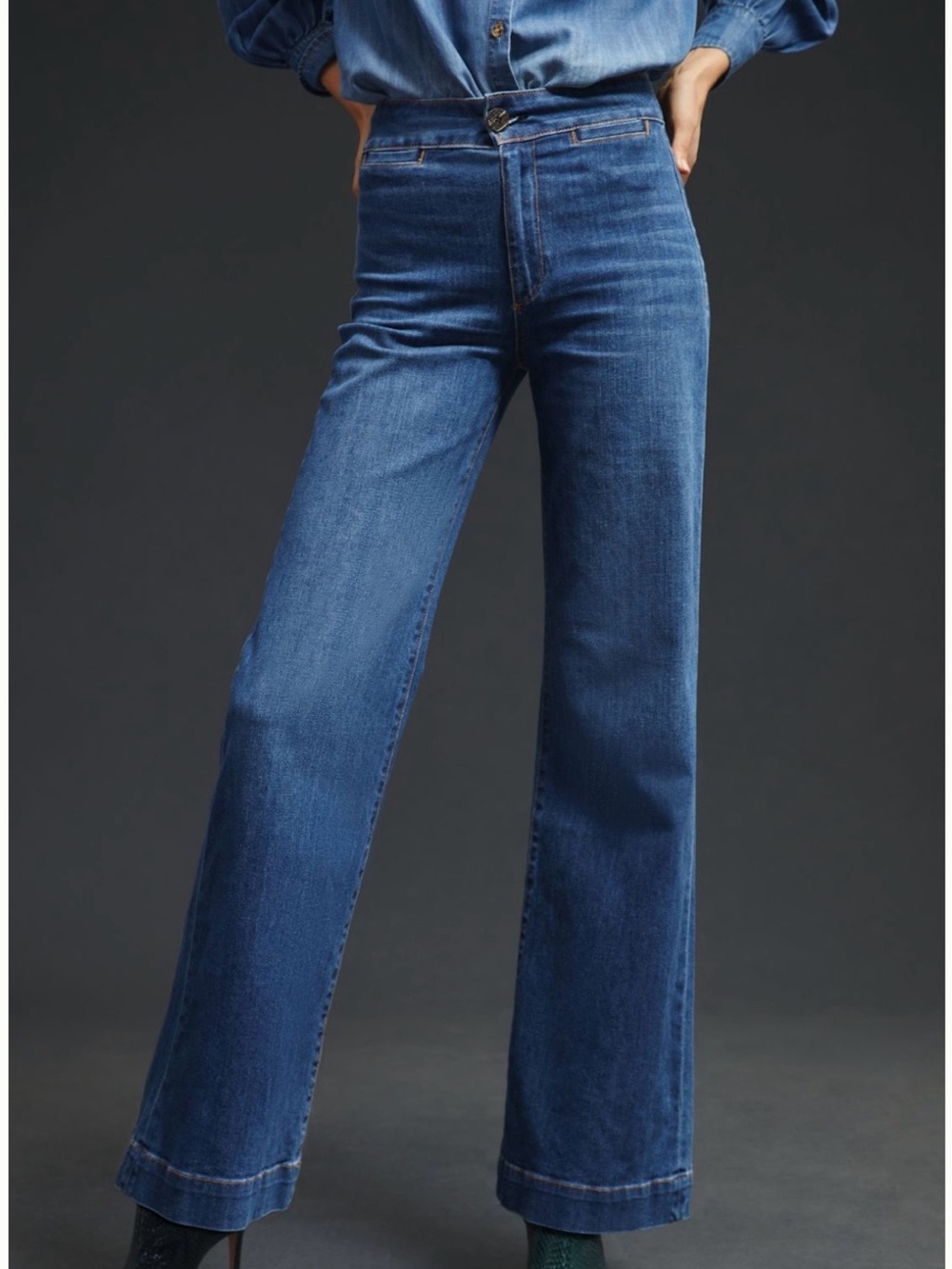 ASKK NY Classic High-Rise Wide-Leg Jeans in Blue Denim